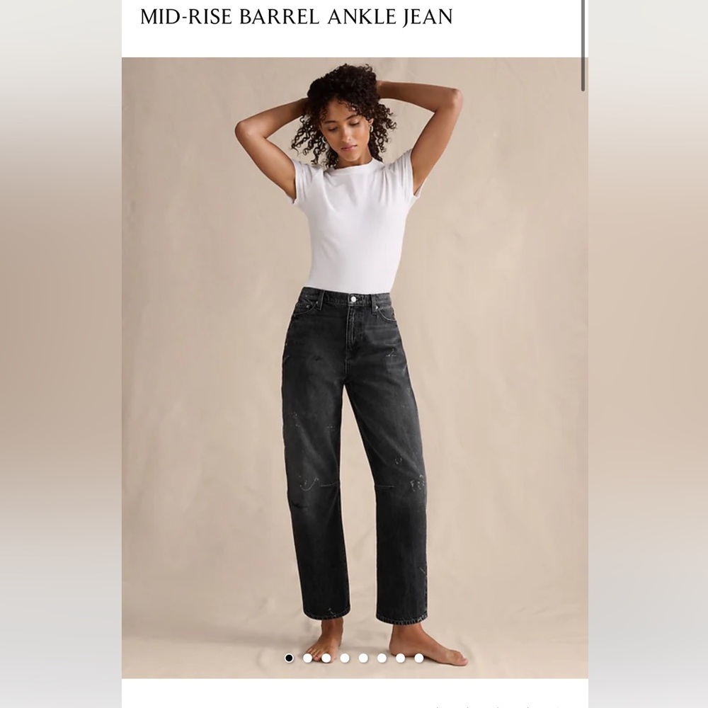 NWT Banana Republic Mid Rise Barrel Ankle splatter black Jeans Sz 27 no price ta